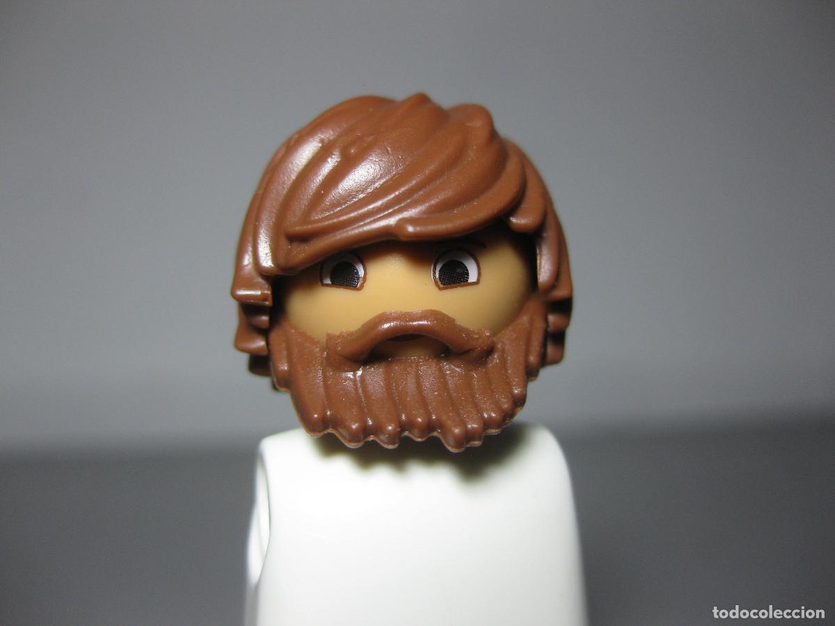 Playmobil: playmobil cabeza cara expresiva tez morena + pelo + barba- las 3 cosas-