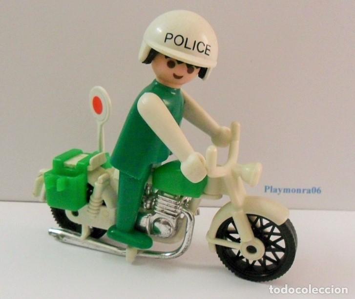 Playmobil: PLAYMOBIL P210 * MOTOCICLETA VERDE CON POLICIA 1&ordf; EPOCA