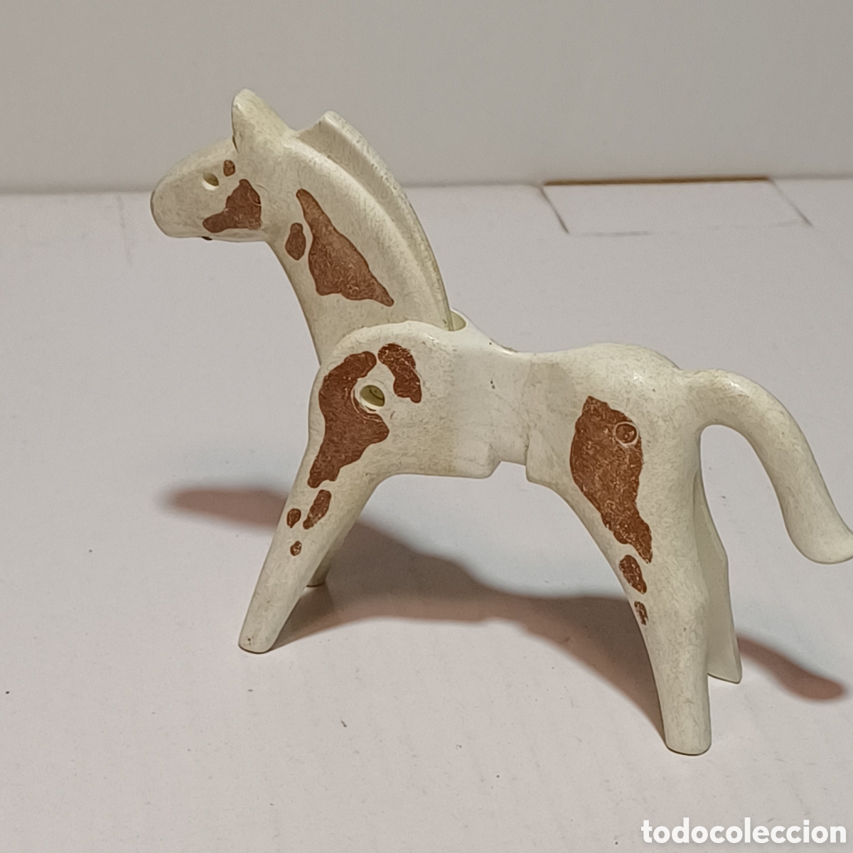 Playmobil: Pieza playmobil caballo blanco manchas marrones primera epoca oeste western