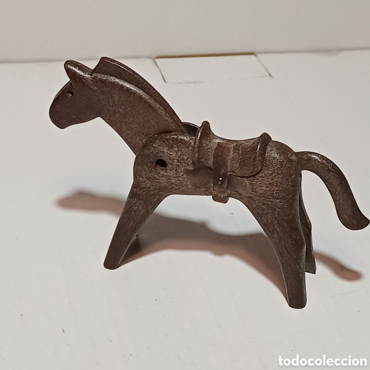 Playmobil: Pieza playmobil caballo marron oscuro oeste western montura integrada primera epoca