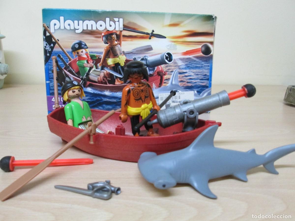 Playmobil: Playmobil 5137. Bote pirata con ca&ntilde;on y tibur&oacute;n martillo. Buen estado. Casi completo. Ver fotos