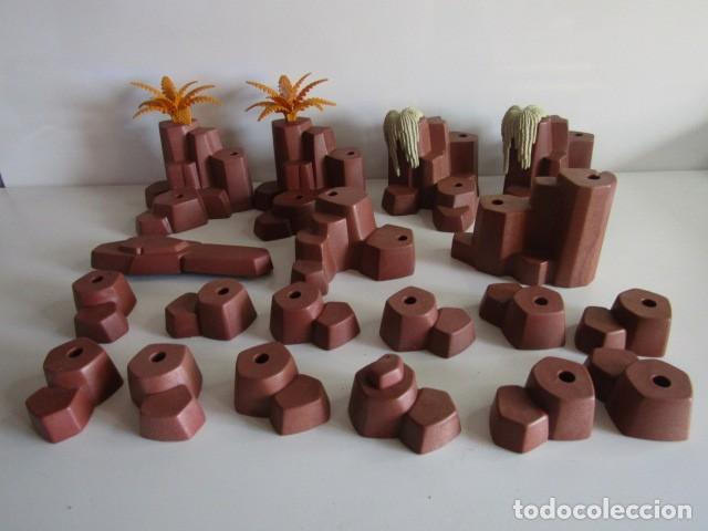 Playmobil: DIFICIL GRAN LOTE DE ROCAS MARRONES VARIADAS ESCENAS OESTE MONTA&Ntilde;AS ROCOSAS Y VEGETACION PLAYMOBIL