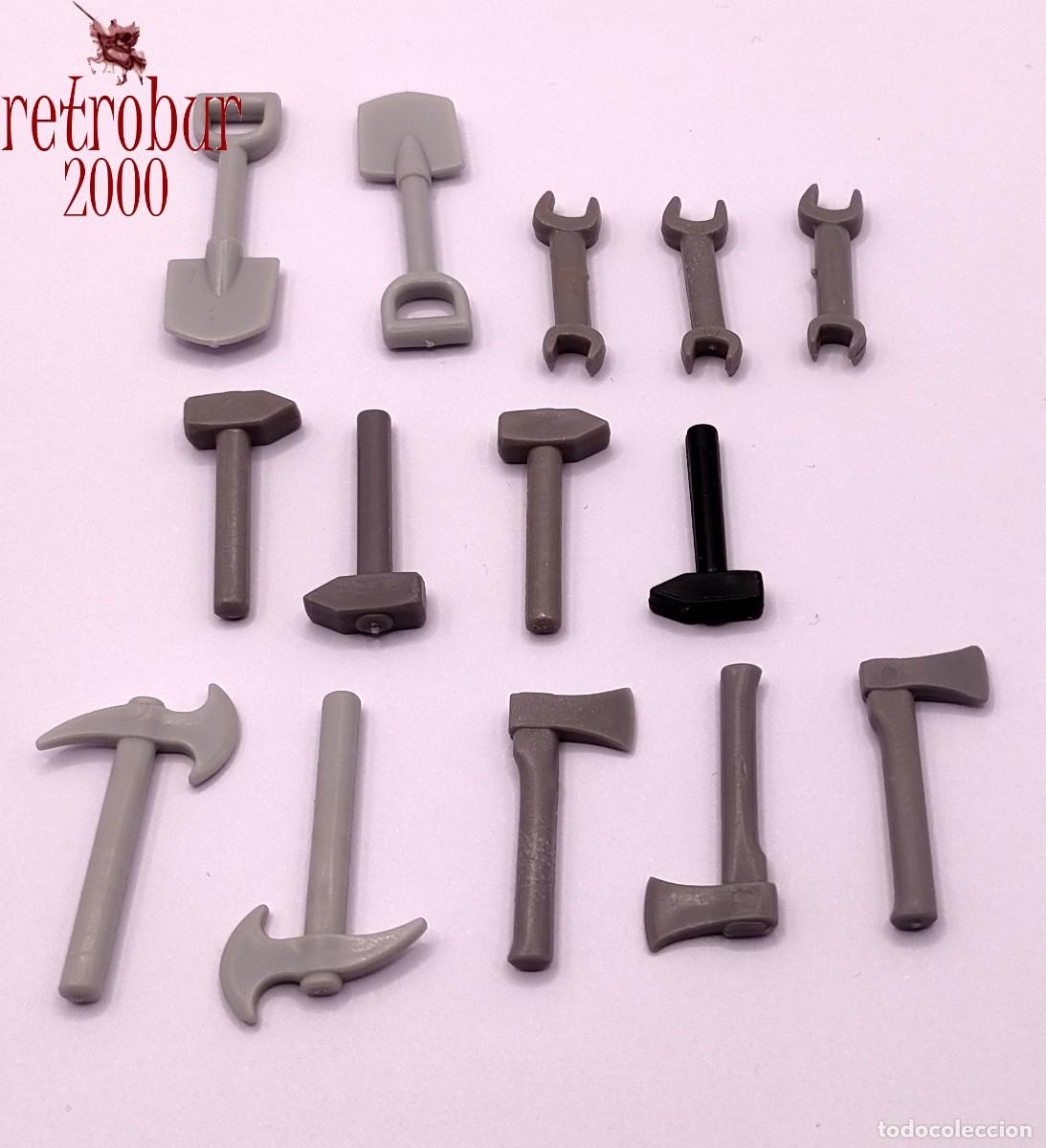 Playmobil: Playmobil lote herramientas pala, llave inglesa, martillo, hacha (vintage, primera &eacute;poca, cl&aacute;sico)