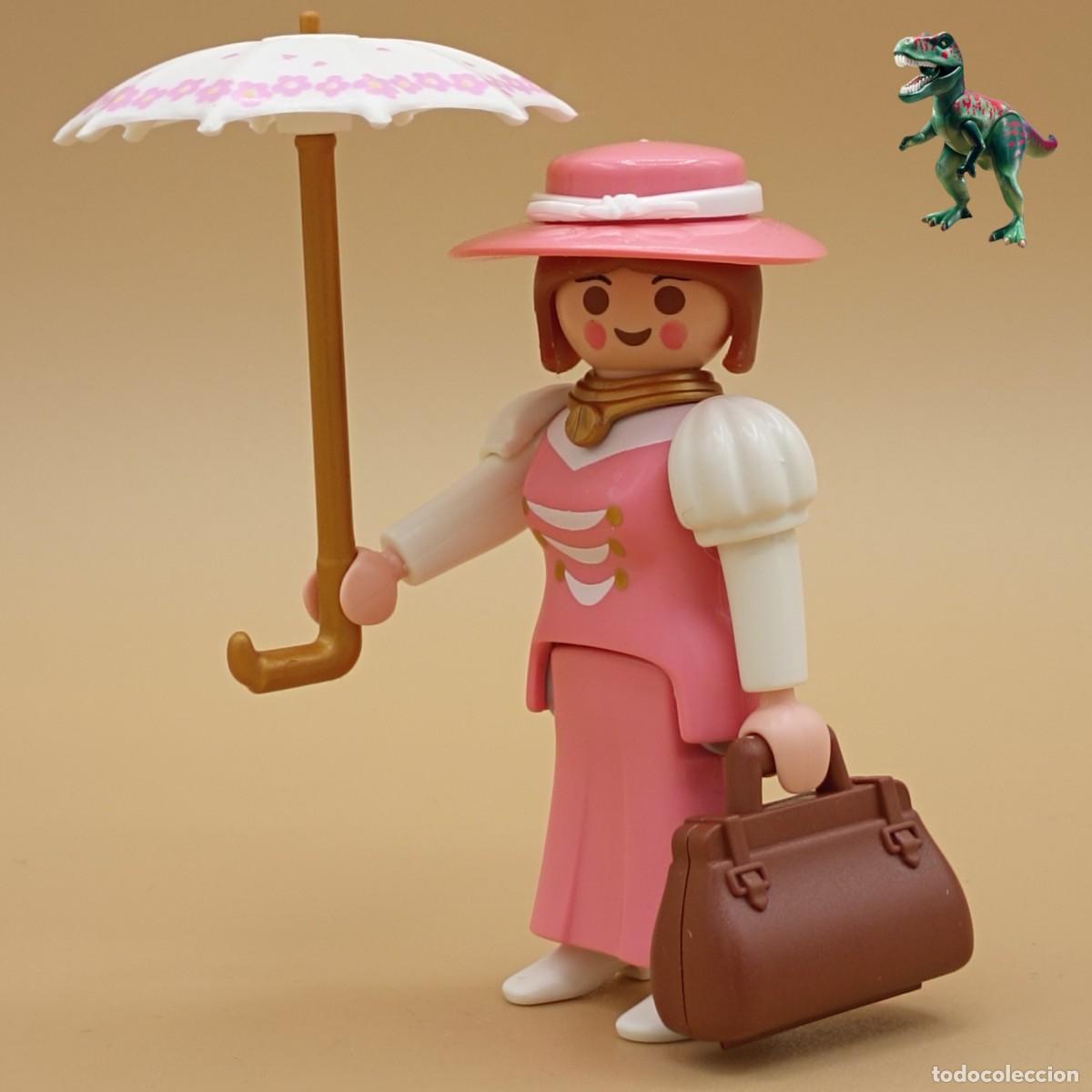 Playmobil: Playmobil figura dama del oeste rosa con parasol mujer victoriana vestido pamela western