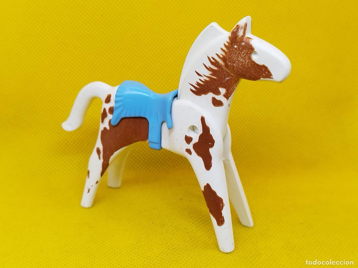 Playmobil: Playmobil Caballo indio con manchas marrones y manta azul claro