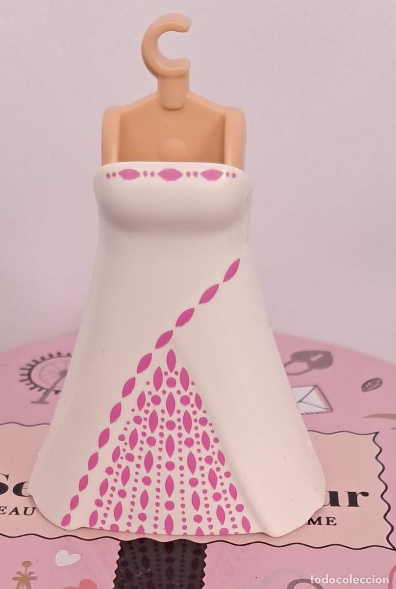 Playmobil: Vestido largo de fiesta novia y percha de playmobil
