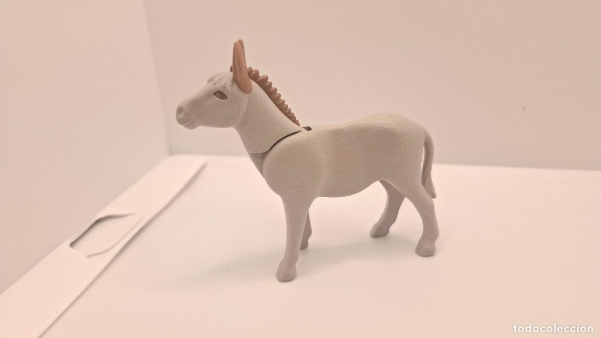 Playmobil: PLAYMOBIL BURRO ASNO GRIS BEL&Eacute;N OESTE VIKINGO MEDIEVAL GRANJA 050326
