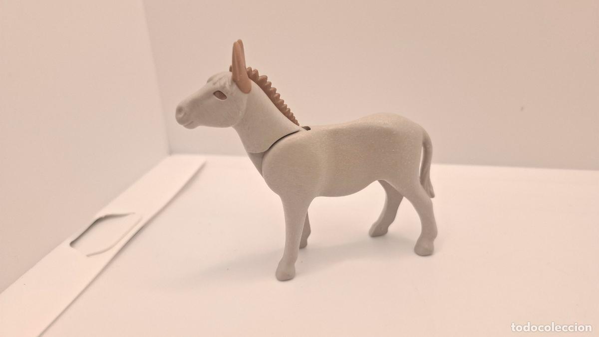 Playmobil: PLAYMOBIL BURRO ASNO GRIS BEL&Eacute;N OESTE VIKINGO MEDIEVAL GRANJA 050326