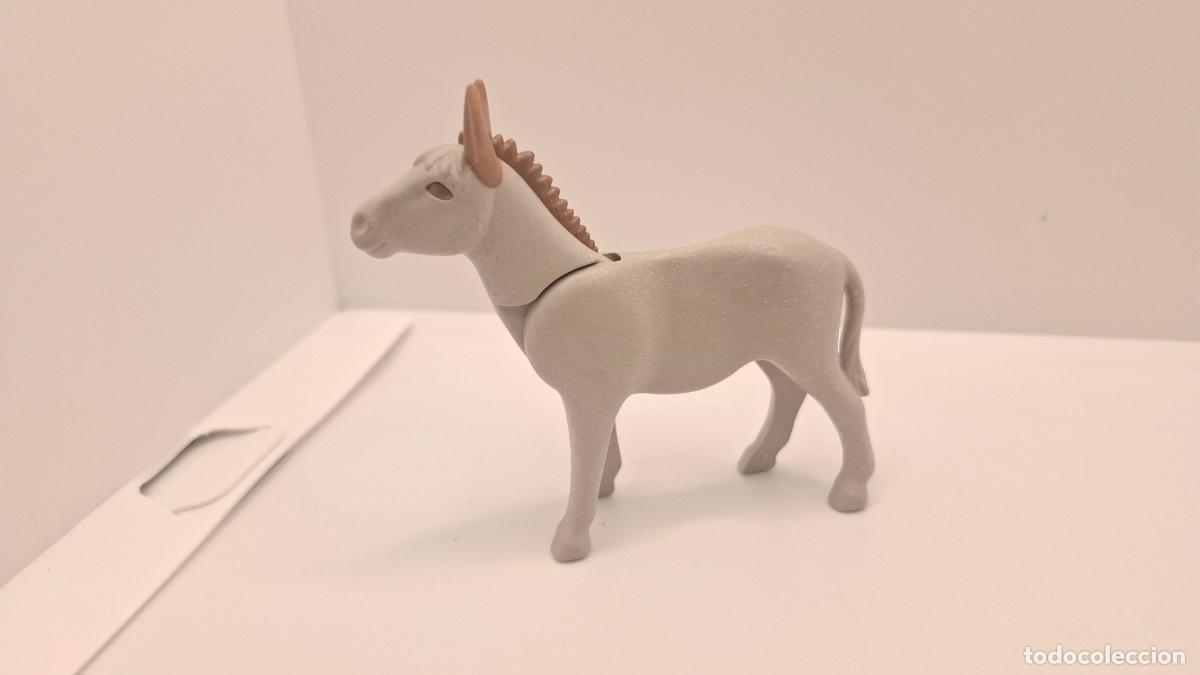 Playmobil: PLAYMOBIL BURRO ASNO GRIS BEL&Eacute;N OESTE VIKINGO MEDIEVAL GRANJA 050326