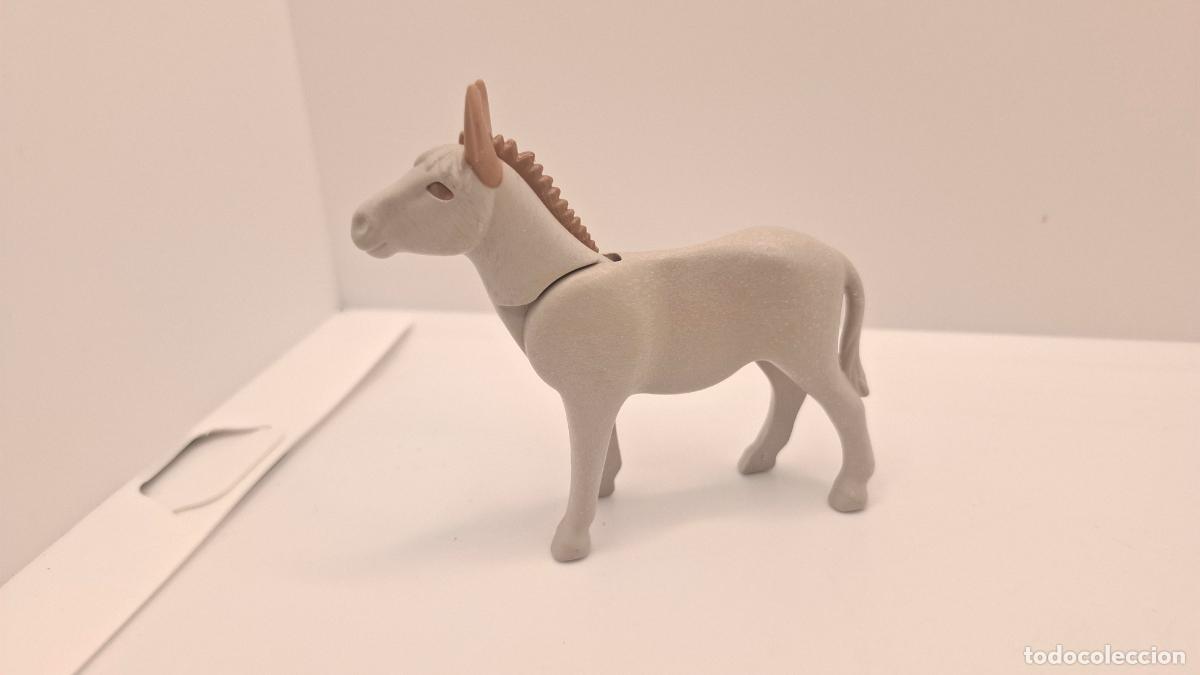 Playmobil: PLAYMOBIL BURRO ASNO GRIS BEL&Eacute;N OESTE VIKINGO MEDIEVAL GRANJA 050326