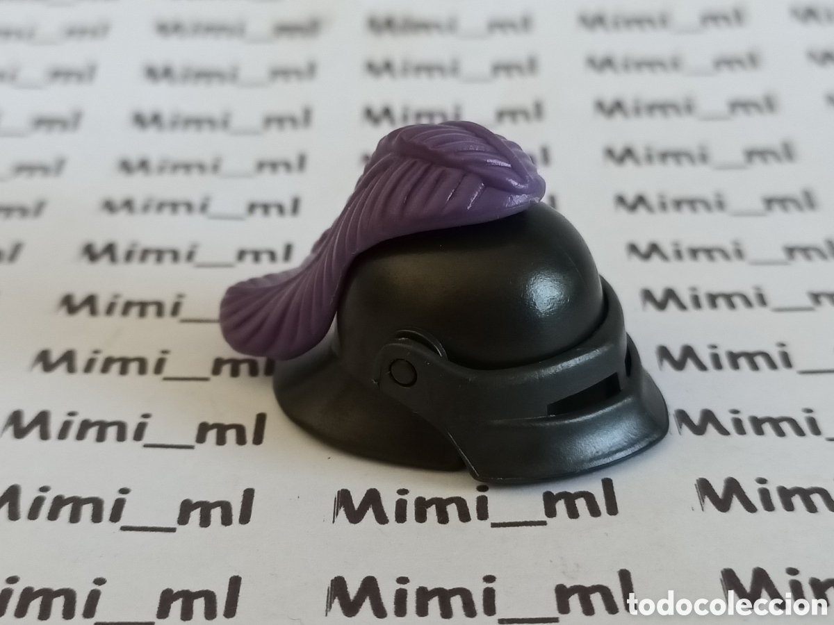 Playmobil: Playmobil casco caballero medieval orden drag&oacute;n amarillo yelmo pluma lila