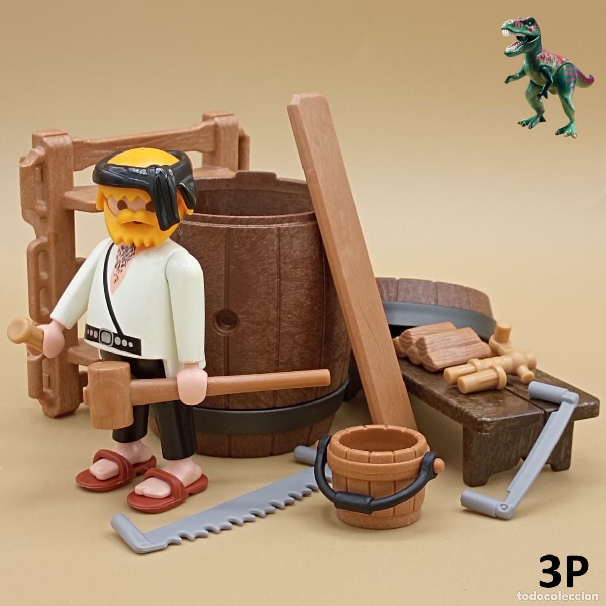 Playmobil: Playmobil tonelero carpintero artesano barril tonel vino cerveza trabajador medieval