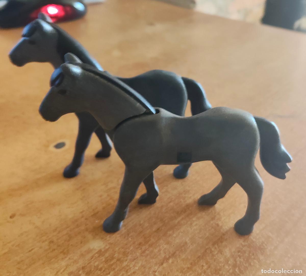 Playmobil: Playmobil caballo gris oscuro western oeste granja hipica nordistas sudistas yankee - 2 unidades