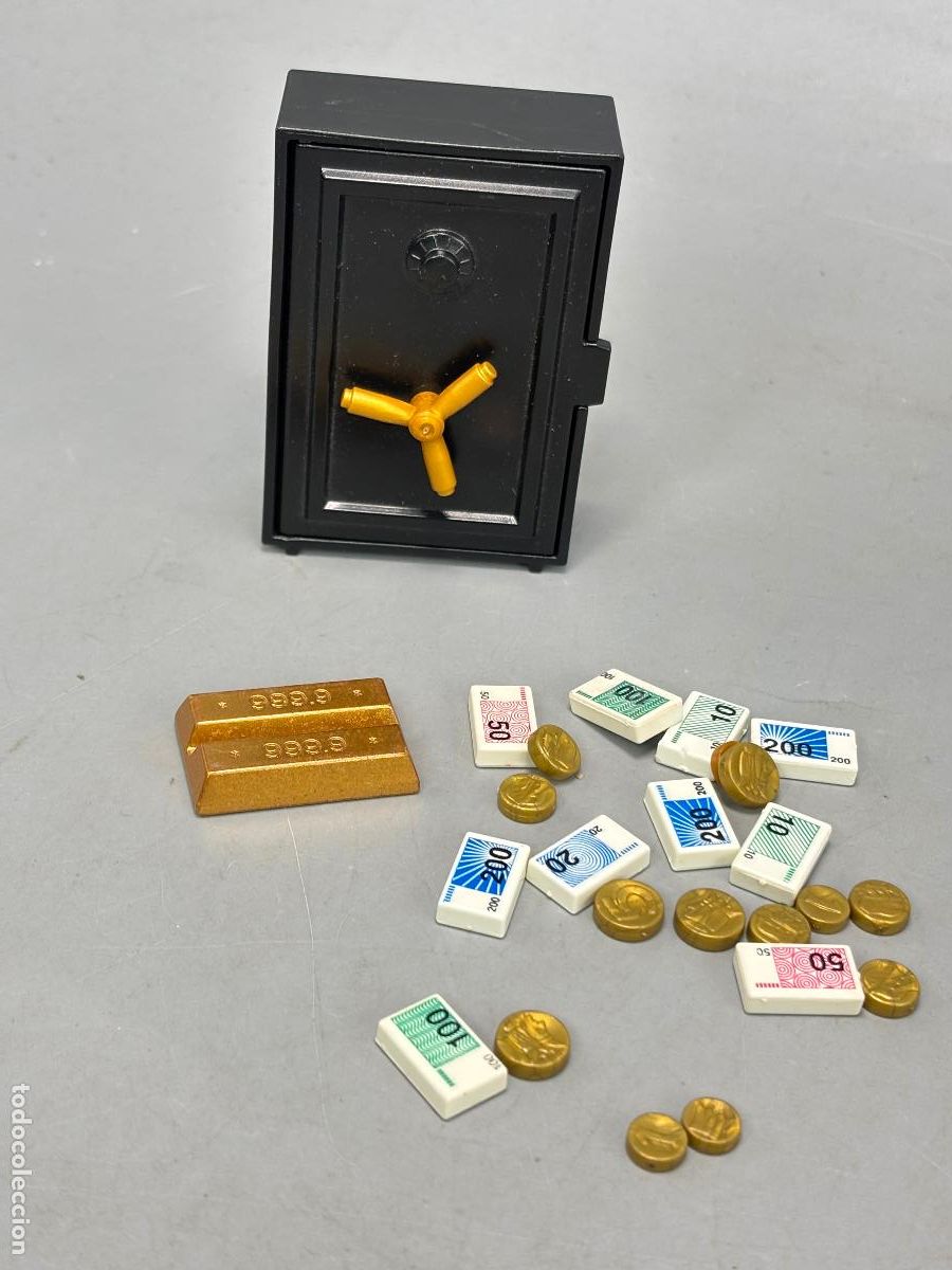 Playmobil: Playmobil lote caja fuerte banco con monedas y billetes