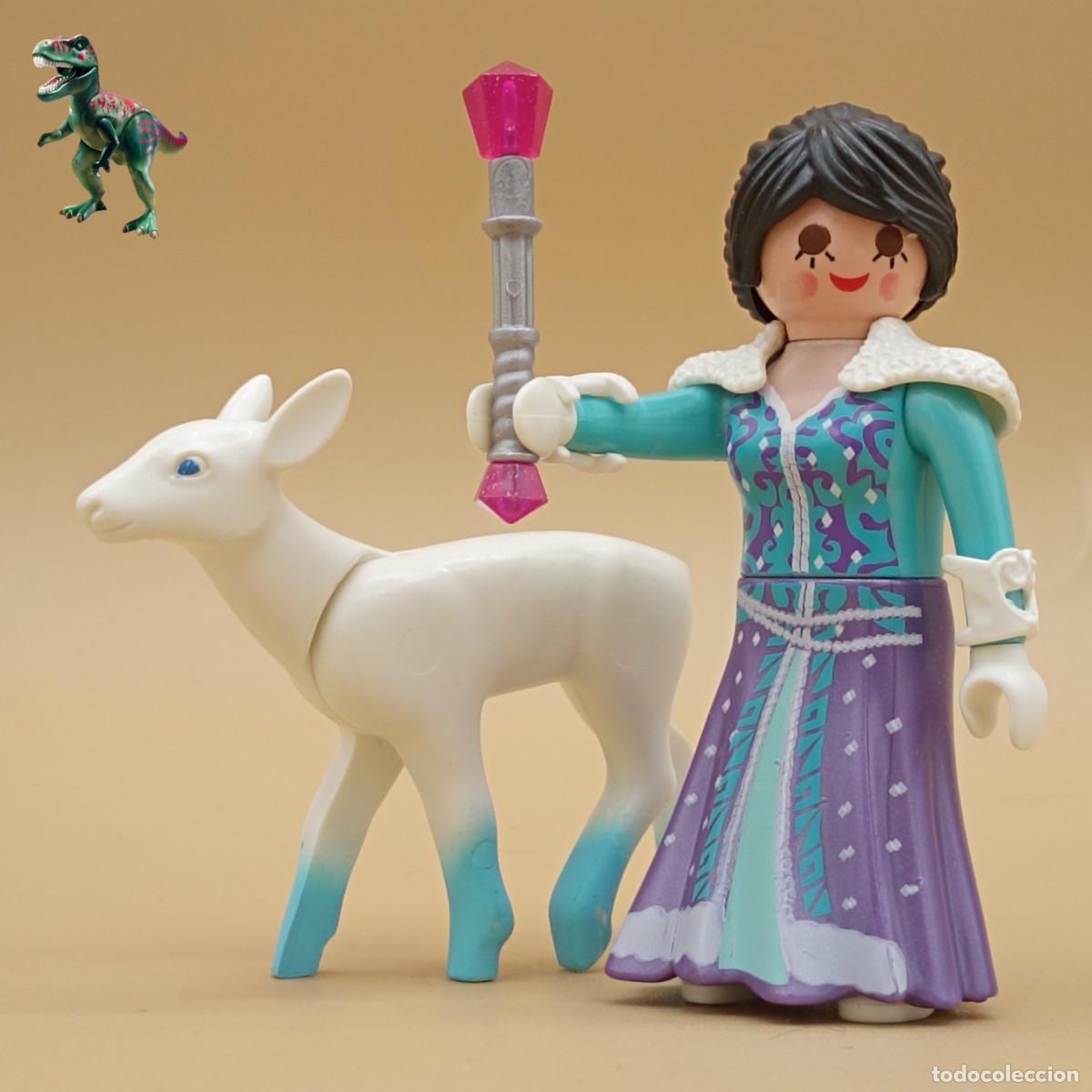Playmobil: Playmobil figura bruja de hielo ciervo blanco hada madrina mujer hechicera mago mundo magico