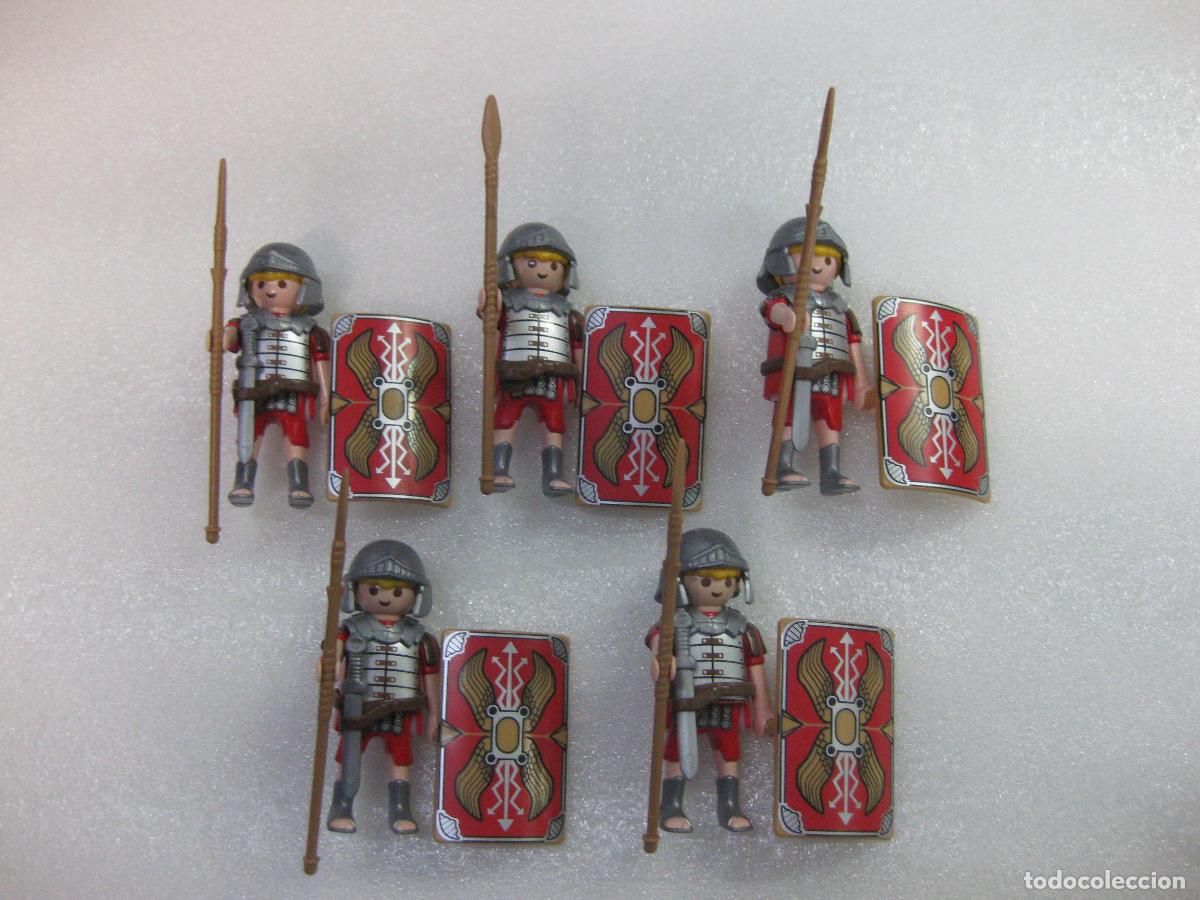 Playmobil: playmobil lote 5 figuras completas romano roma, escudo, lanza, espada, casco, etc -BOX8