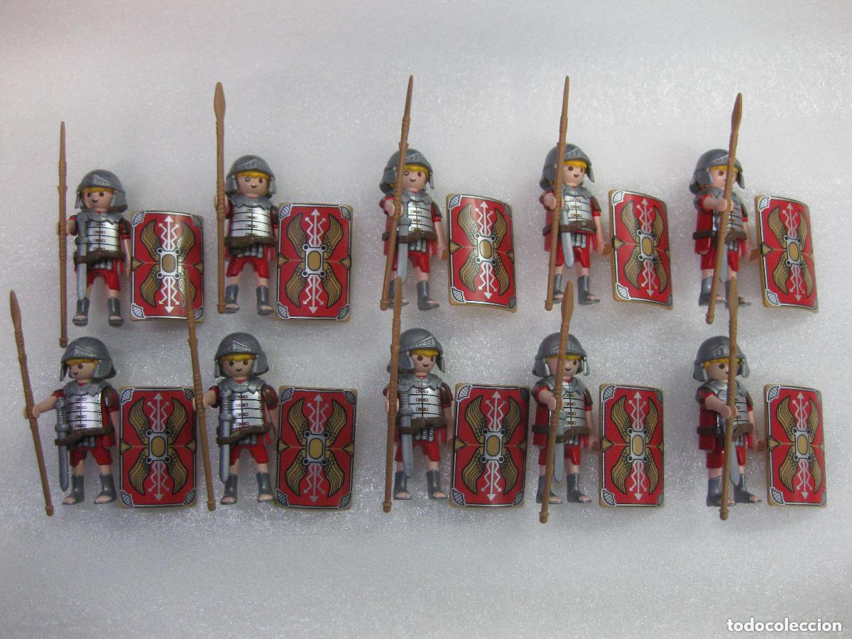 Playmobil: playmobil lote 10 figuras completas romano roma, escudo, lanza, espada, casco, etc -BOX8