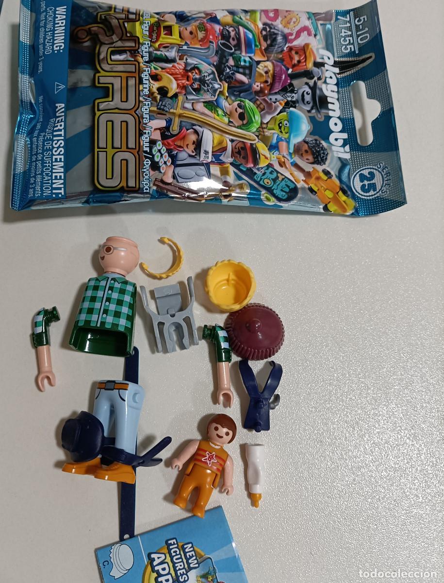 Playmobil: padre rubio playmobil serie 26 bebe ni&ntilde;o camisa cuadros gorro mochila vaqueros casta&ntilde;o gafas