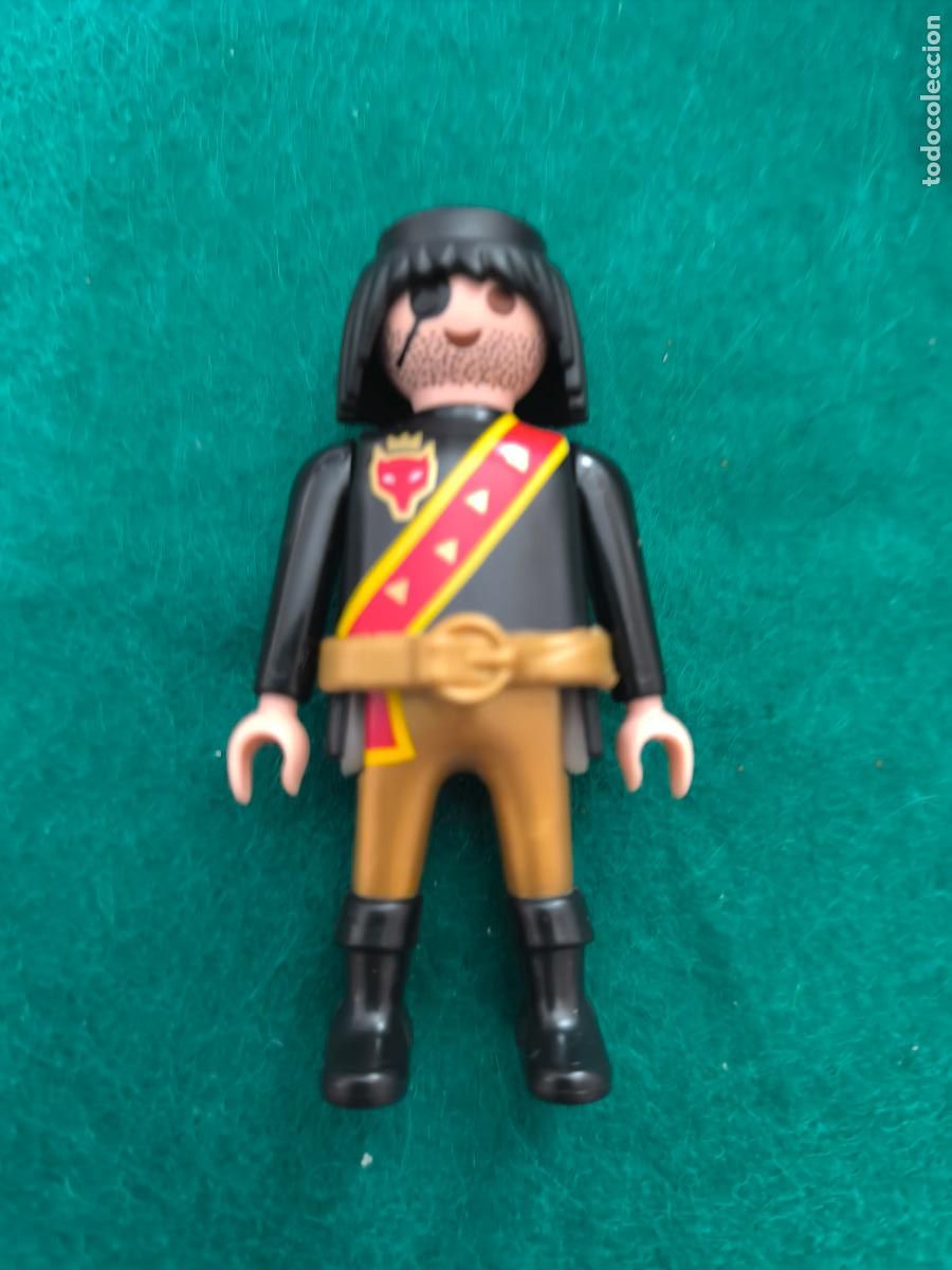 Playmobil: Playmobil figura caballero medieval negro dorado lobo rojo castillo vikingos b&aacute;rbaros romanos