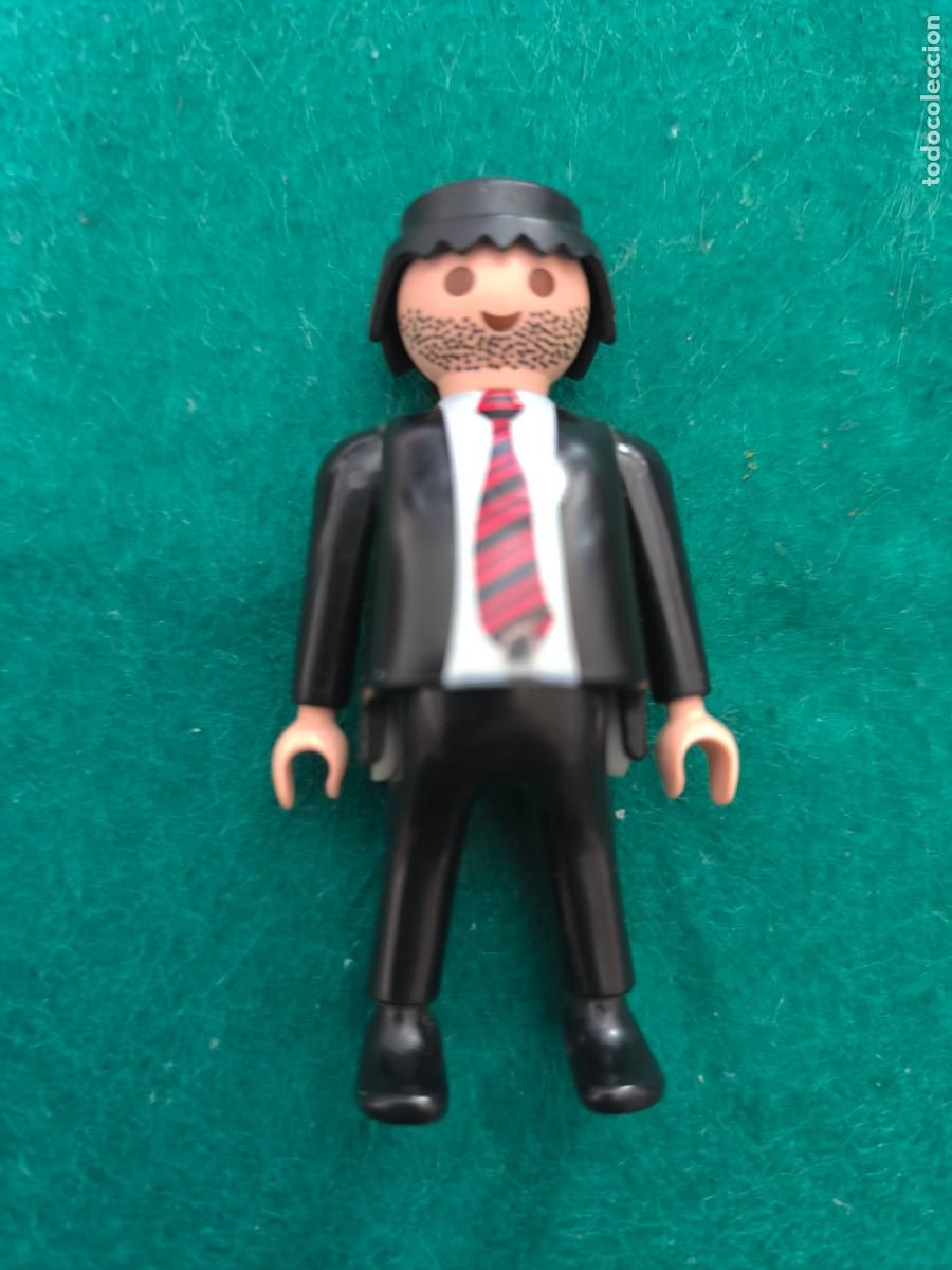 Playmobil: Playmobil figura novio boda gordo barba traje negro corbata roja rayas victoriano agente secreto
