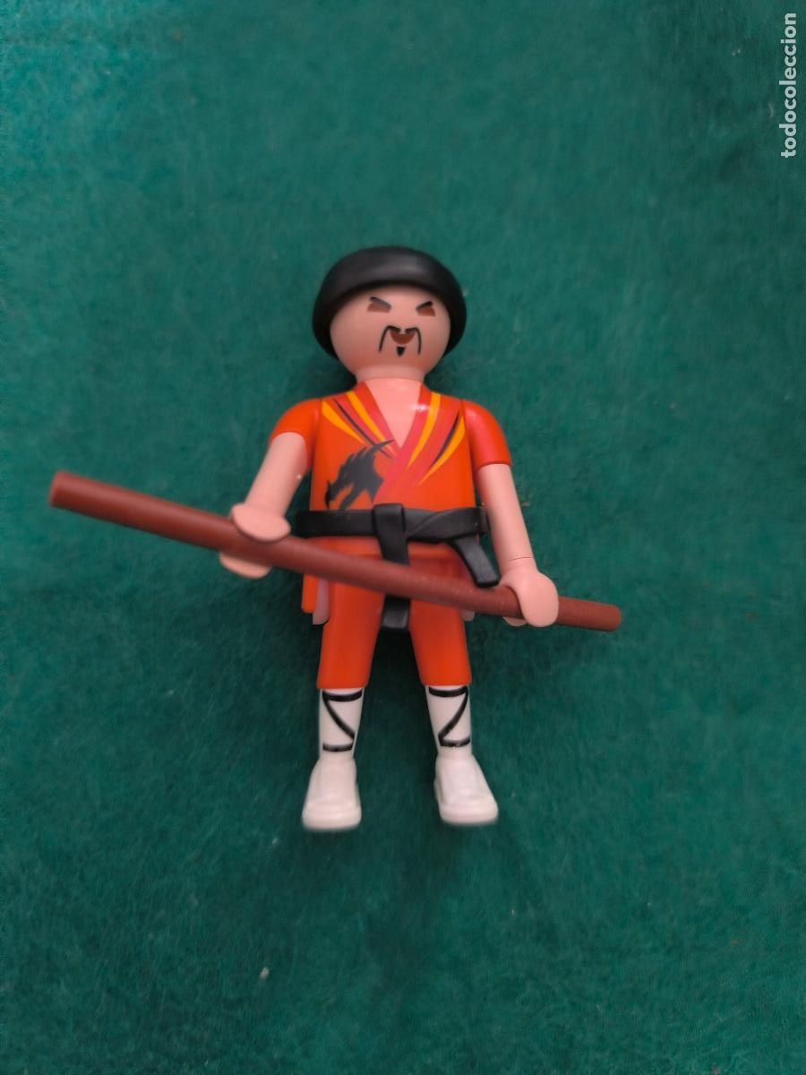 Playmobil: Playmobil figura monje shao-l&iacute;n completo cintur&oacute;n negro bast&oacute;n asi&aacute;tico japoneses chinos samurai