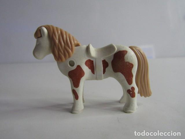 Playmobil: DIFICIL PONY BLANCO CON MANCHAS MARRONES NI&Ntilde;O INDIO ANTIGUO PLAYMOBIL