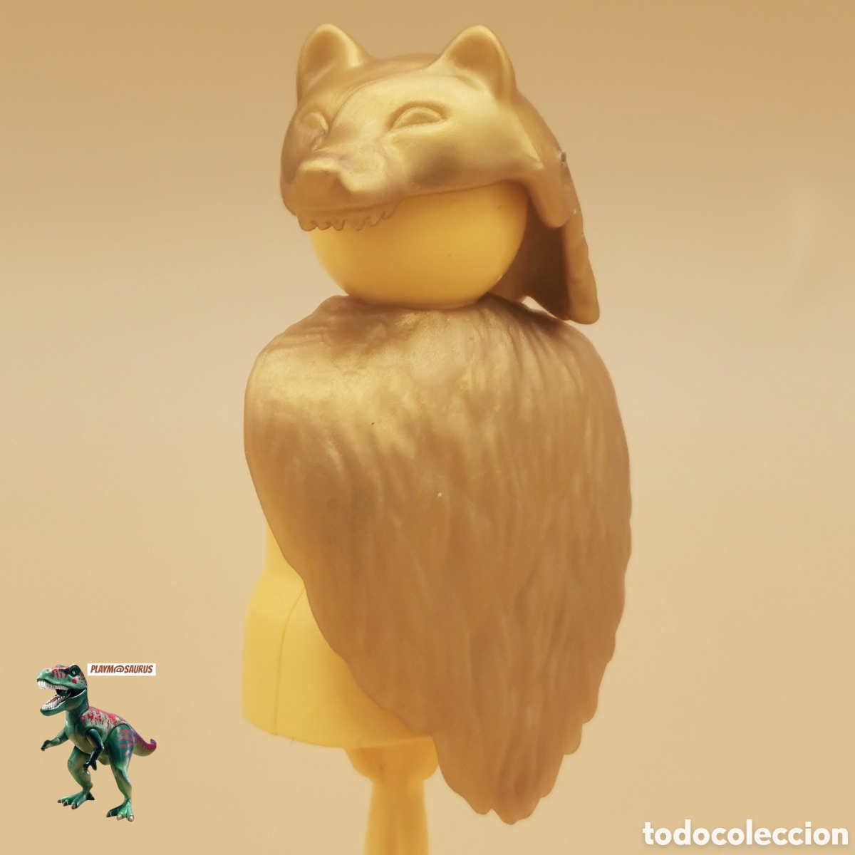 Playmobil: Playmobil conjunto cabeza y piel de lobo dorado guerrero barbaro vikingo medieval simil 4644 6868