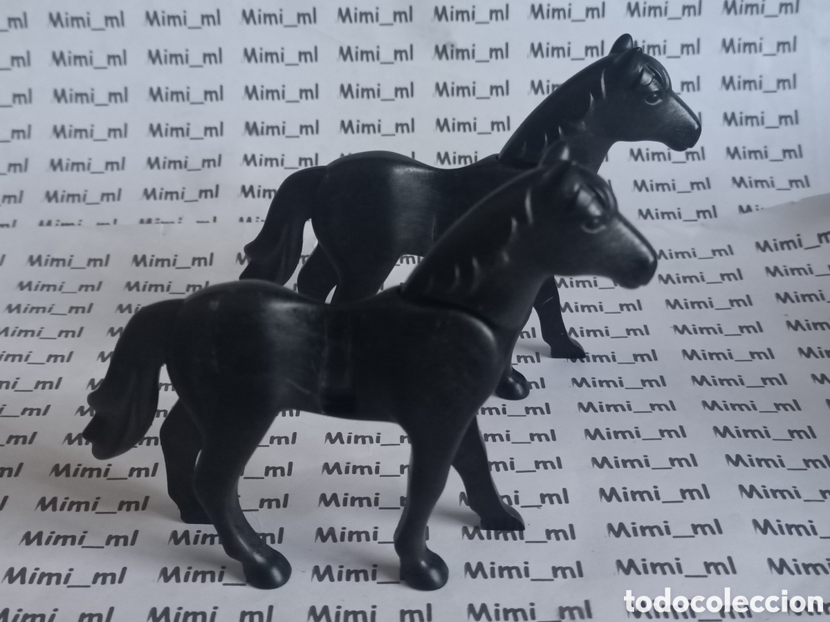 Playmobil: Playmobil 2 caballos negros segunda generaci&oacute;n animales western oeste medieval h&iacute;pica