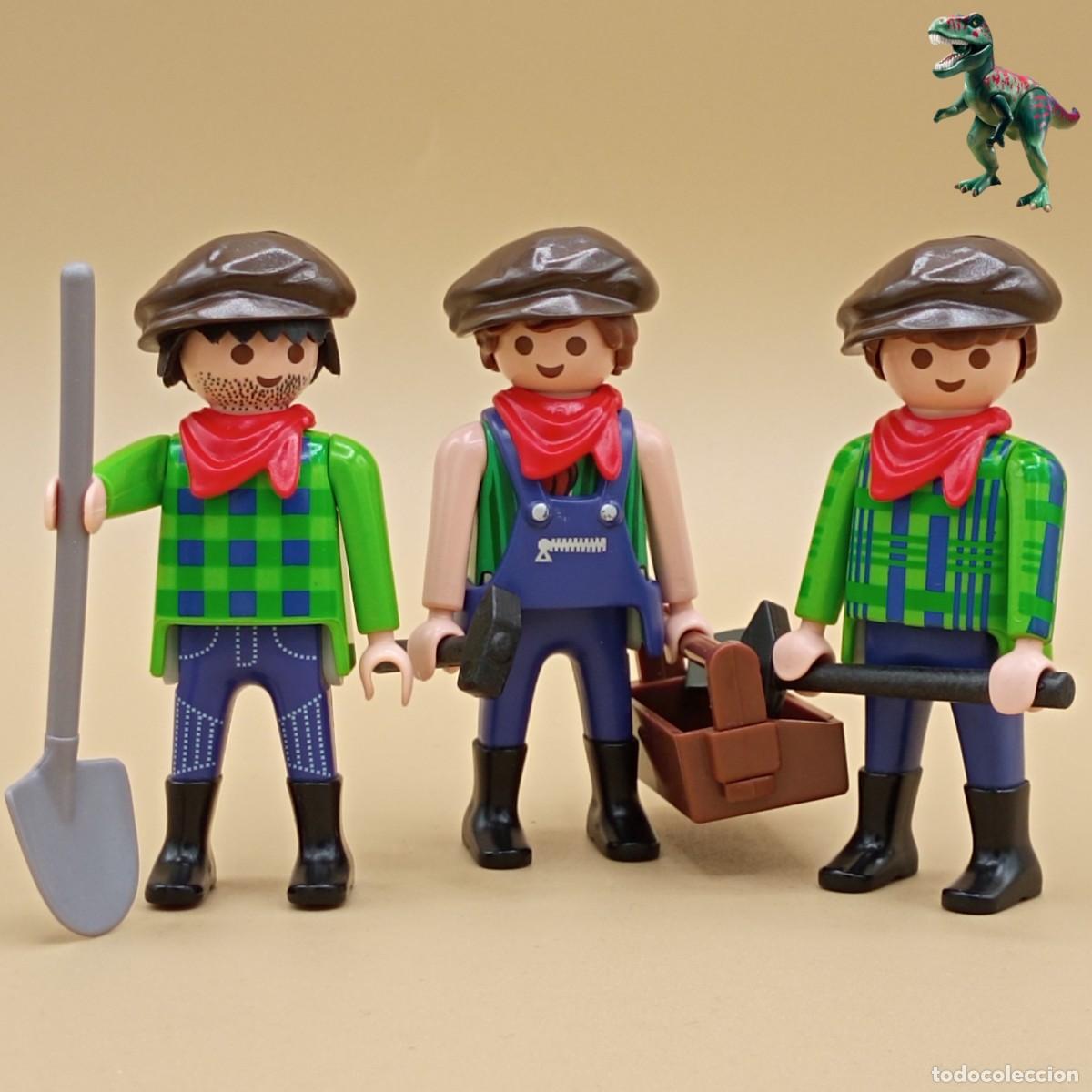 Playmobil: Playmobil trabajadores ferroviarios operarios obreros vias tren locomotora ferrocarril victoriano