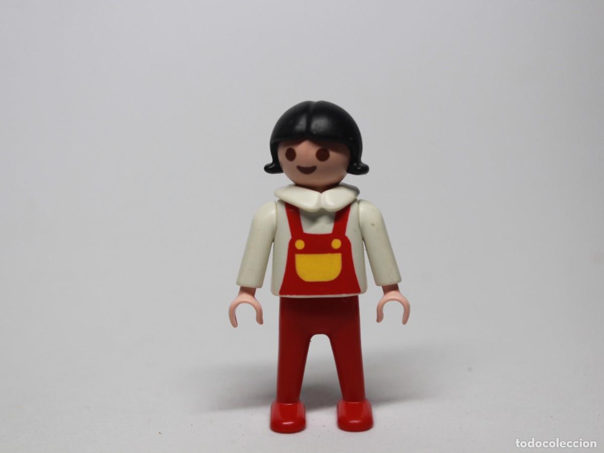 Playmobil: Figura ni&ntilde;o playmobil mono rojo peto blanco a&ntilde;o 1991