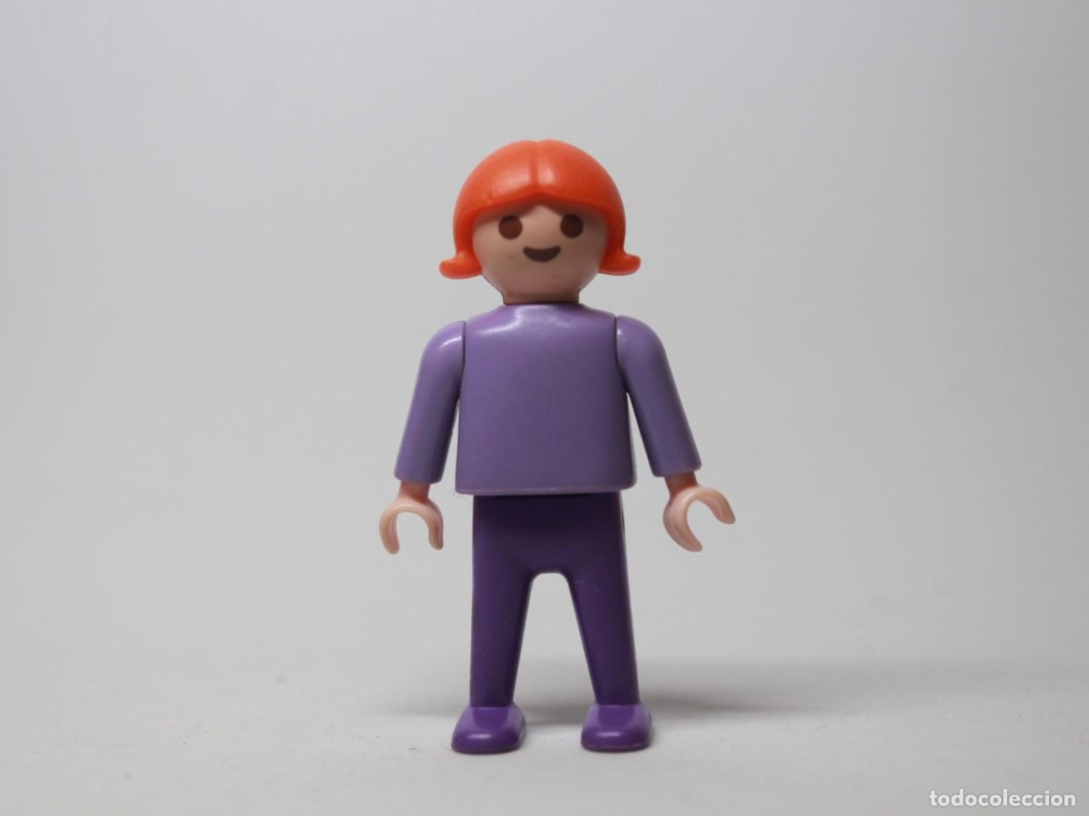 Playmobil: Figura ni&ntilde;o playmobil pelo naranja conjunto morado completo a&ntilde;o 1981