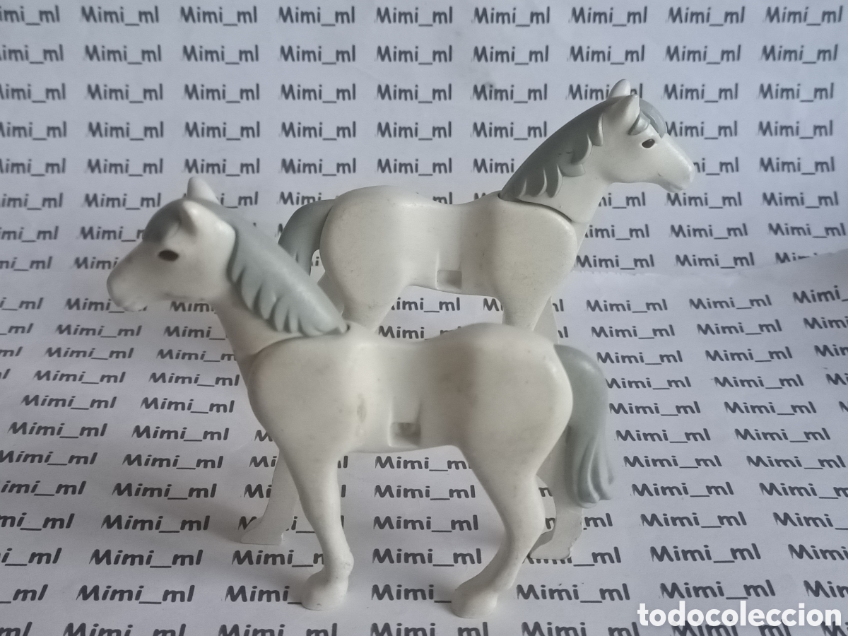 Playmobil: Playmobil 2 caballos blancos segunda generaci&oacute;n animales western oeste medieval