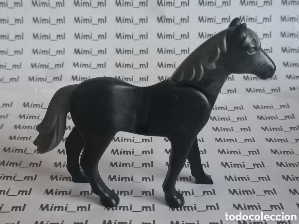 Playmobil: Playmobil caballo negro y crin gris animales segunda generaci&oacute;n western oeste medieval