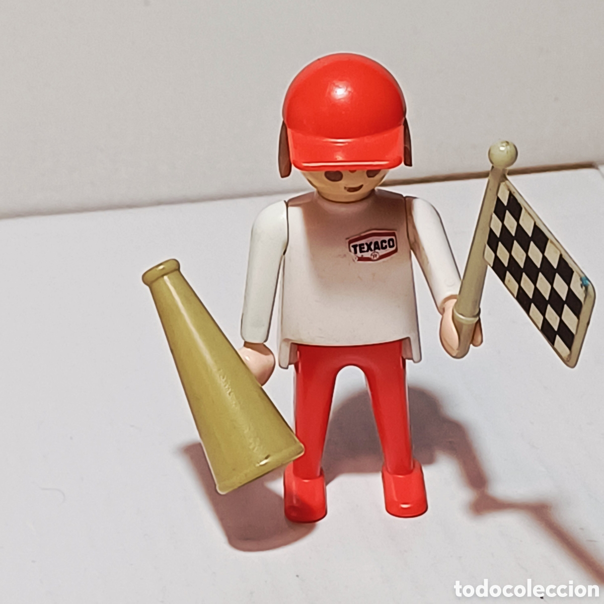 Playmobil: Figura playmobil mecanico pelo marron carrera kart texaco ref. 3523