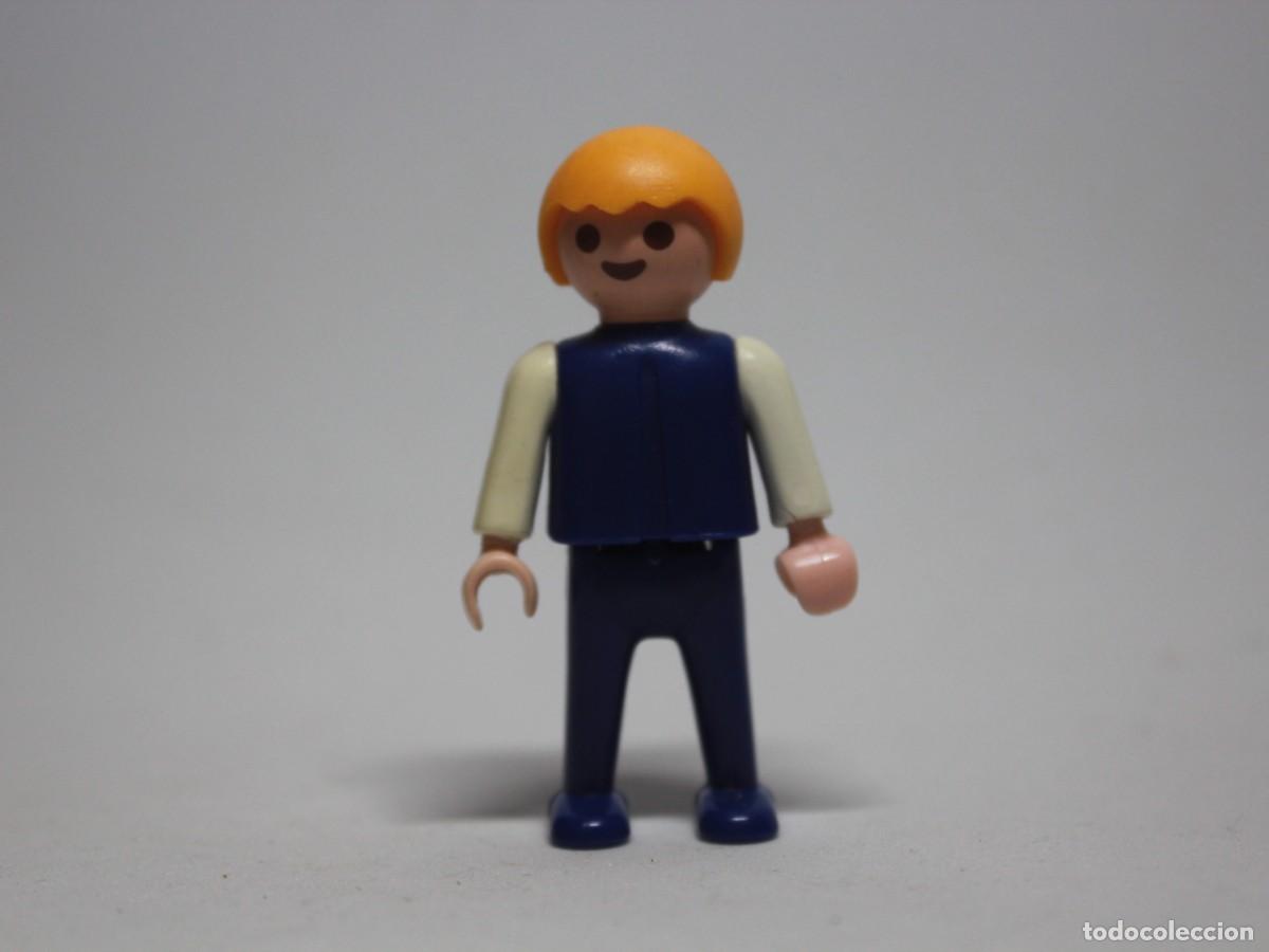 Playmobil: Ni&ntilde;o Playmobil cl&aacute;sico pelo rubio chaleco azul a&ntilde;o 1981