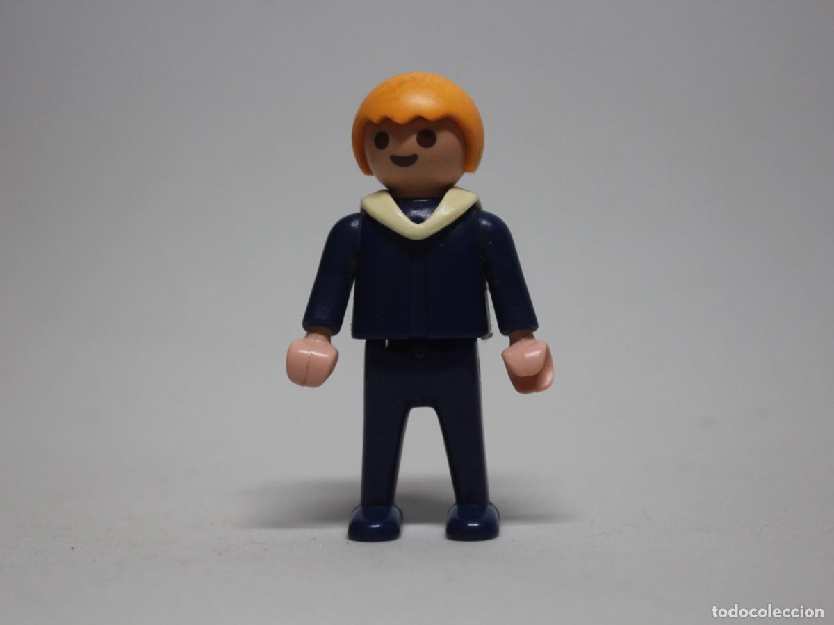 Playmobil: Ni&ntilde;o Playmobil abrigo azul cuello blanco a&ntilde;o 1981