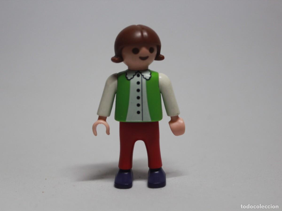 Playmobil: Ni&ntilde;o Playmobil chaleco verde camisa blanca pantal&oacute;n rojo a&ntilde;o 1995