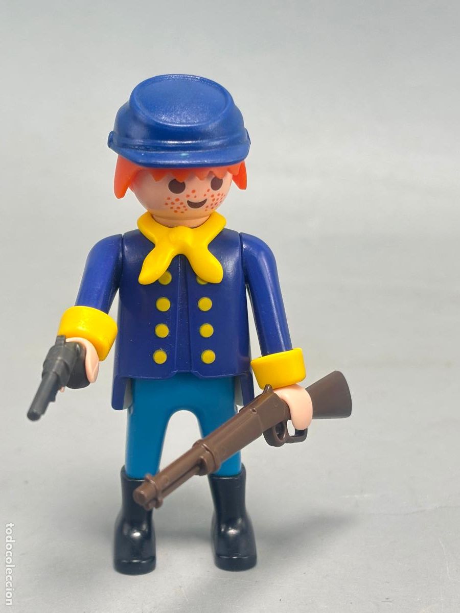 Playmobil: PLAYMOBIL figura soldado nordista con rifle fuerte oeste