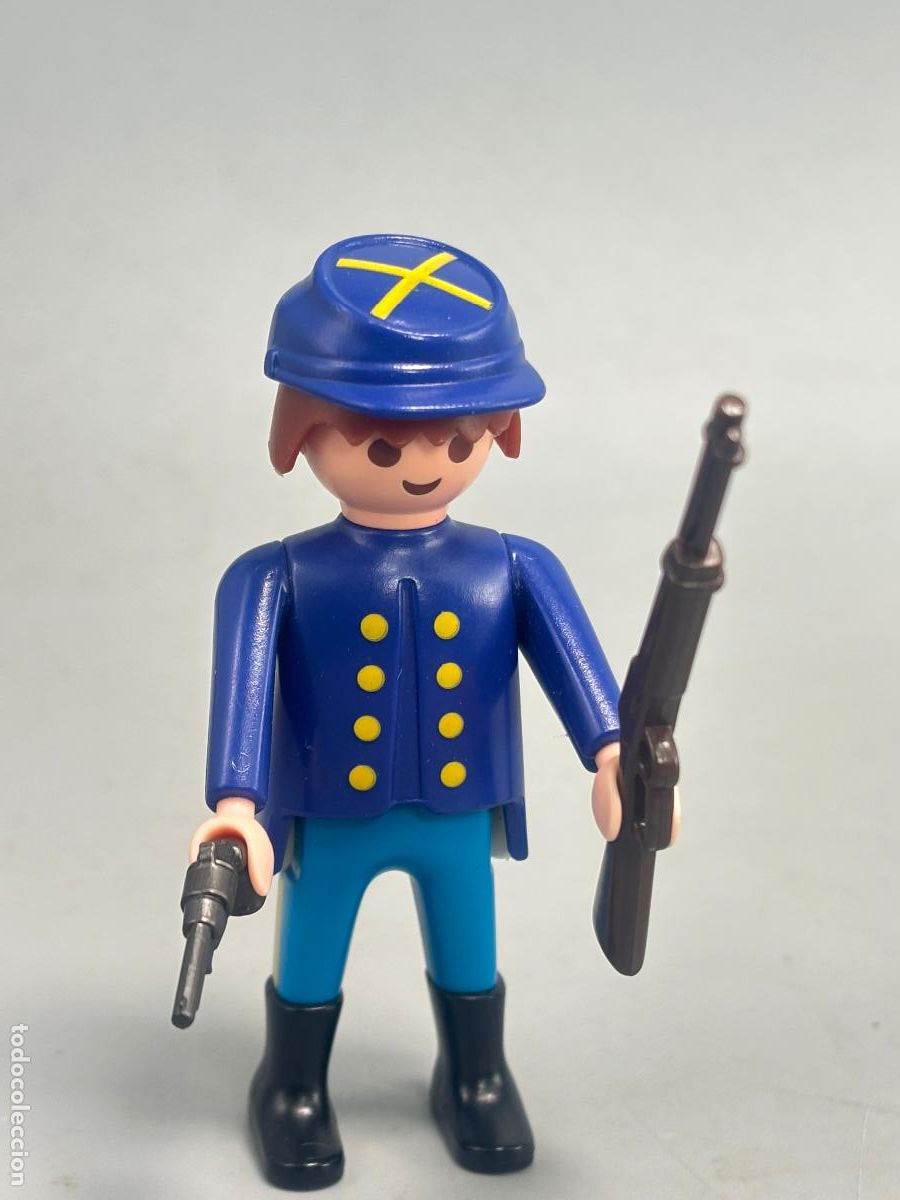 Playmobil: PLAYMOBIL figura soldado nordista con rifle fuerte oeste
