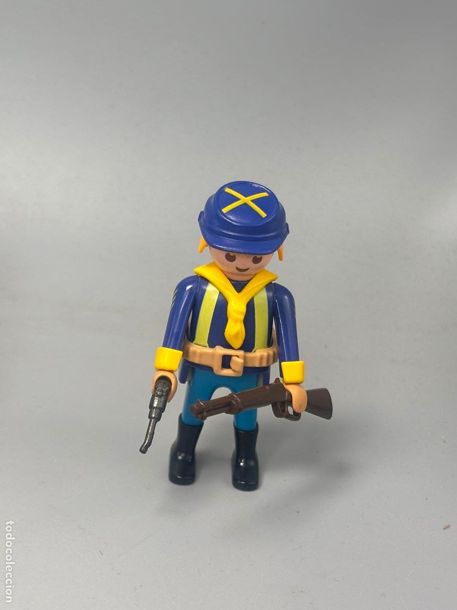 Playmobil: PLAYMOBIL figura soldado nordista con rifle caballeria fuerte oeste