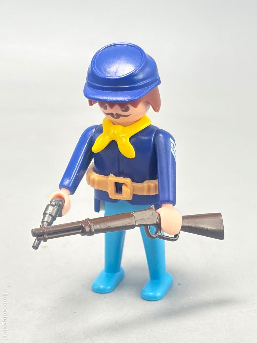 Playmobil: PLAYMOBIL figura soldado nordista con rifle caballeria fuerte oeste