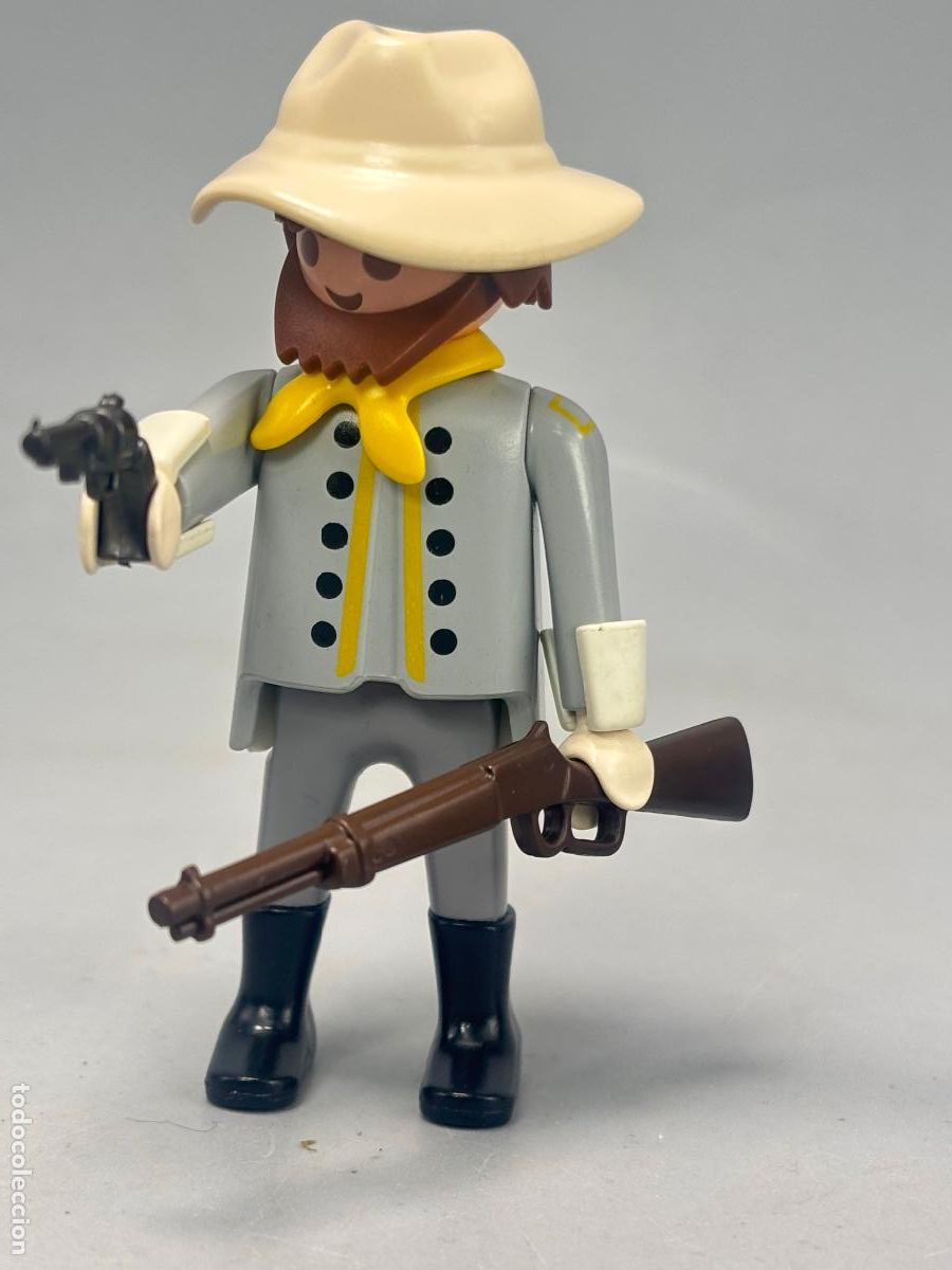 Playmobil: PLAYMOBIL figura soldado sudista con rifle fuerte oeste