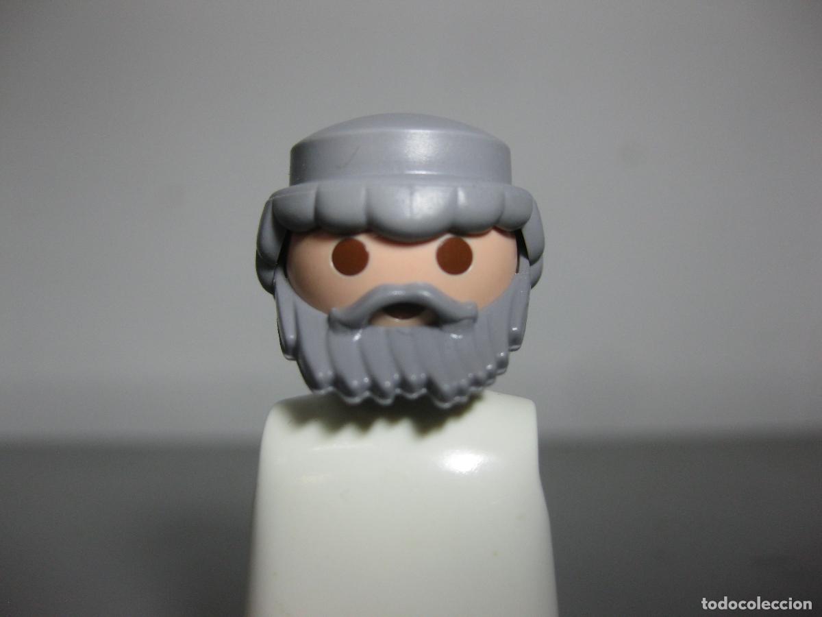 Playmobil: PLAYMOBIL CABEZA RECAMBIO + PELO GRIS ANCIANO + BARBA GRIS - las 3 cosas