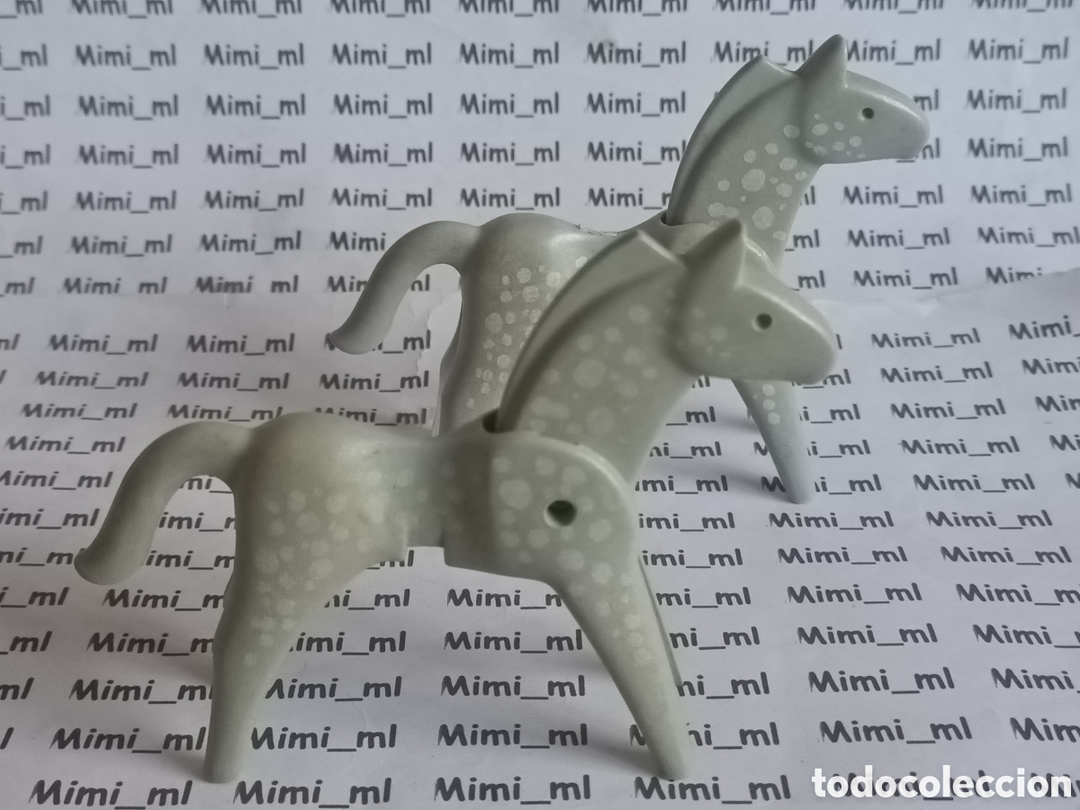 Playmobil: Playmobil 2 caballos grises primera &eacute;poca animales