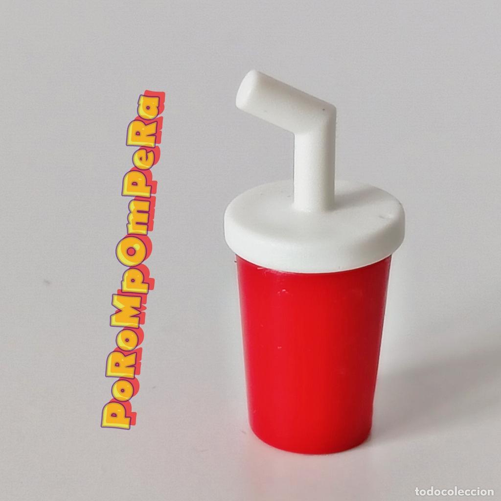 Playmobil: PLAYMOBIL VASO DE REFRESCO ROJO CON PAJITA COMIDA R&Aacute;PIDA FAST FOOD TRUCK BAR RESTAURANTE N1
