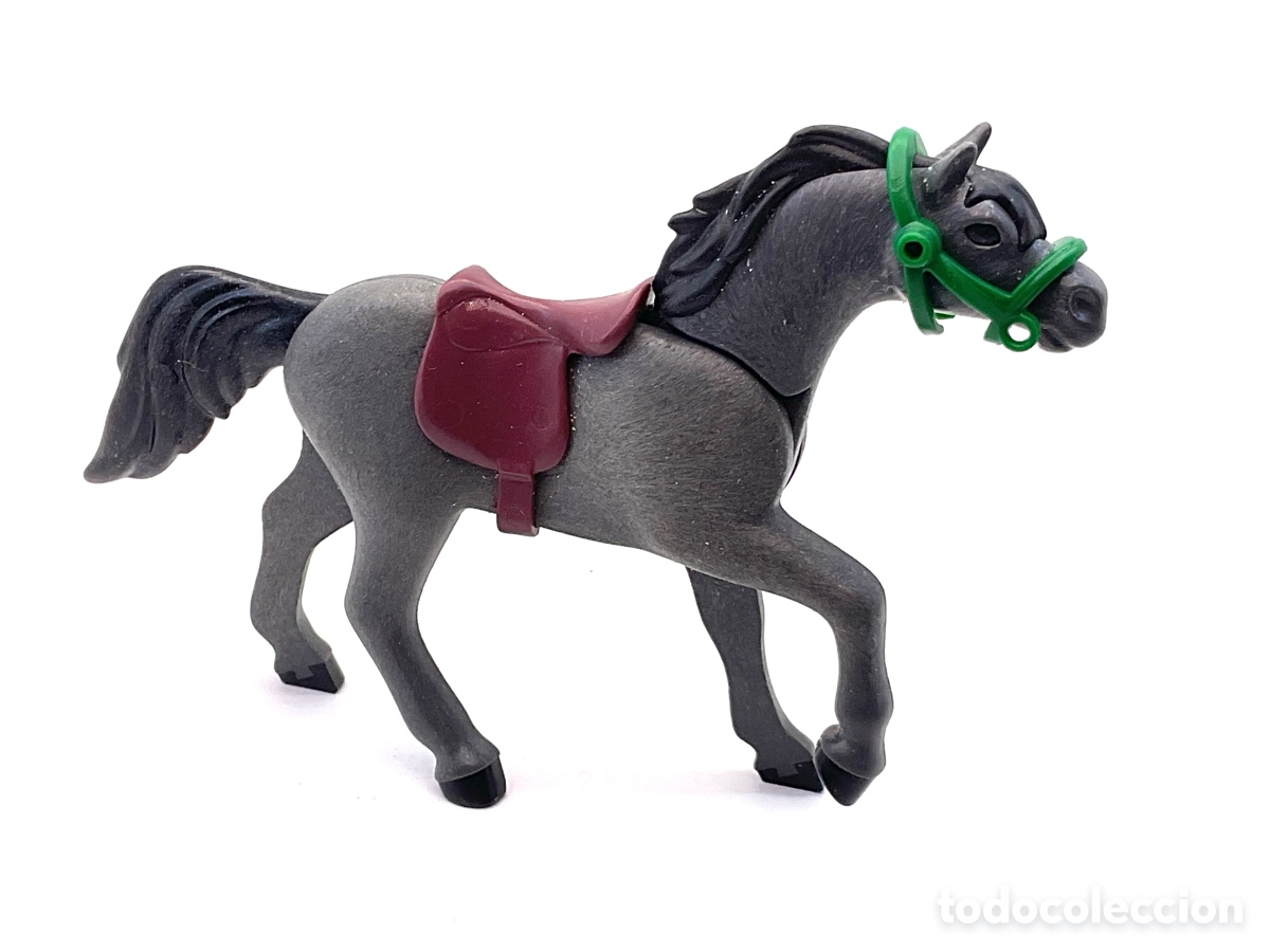 Playmobil: FIGURA PLAYMOBIL. CABALLO GRIS CON MONTURA Y ARNES.