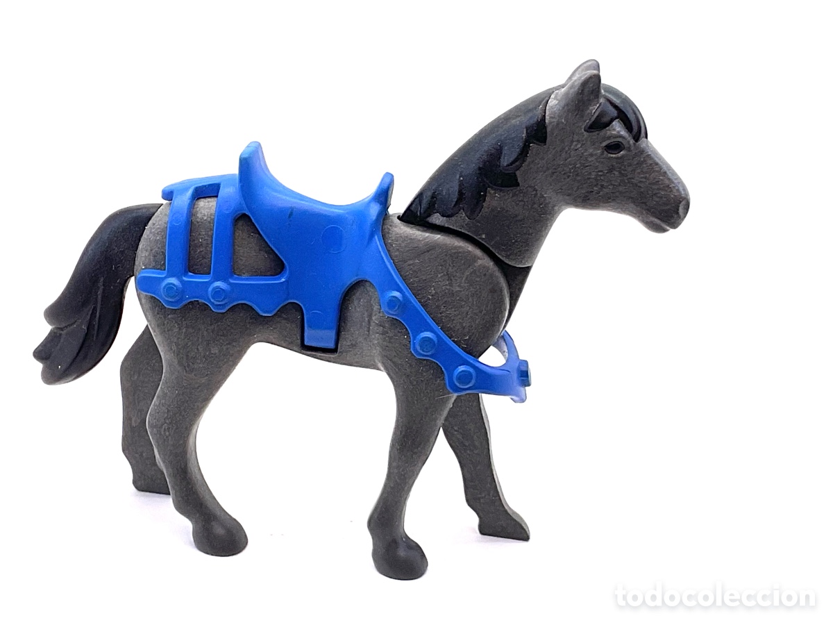 Playmobil: FIGURA PLAYMOBIL. CABALLO GRIS CON MONTURA AZUL. REF MEDIEVOLO