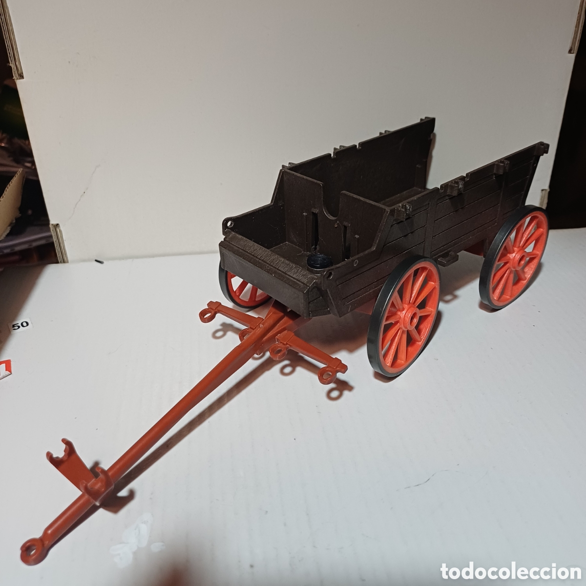 Playmobil: Pieza playmobil carro con enganche carreta bandidos oeste western ruedas rojas ref. 5248