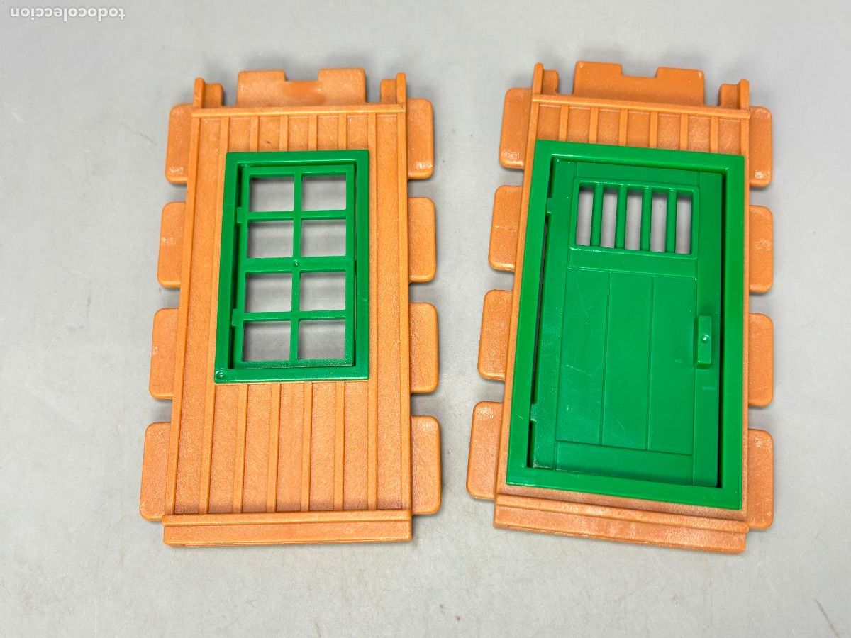Playmobil: Playmobil pared con puerta y ventana granja estaci&oacute;n tren rancho oeste