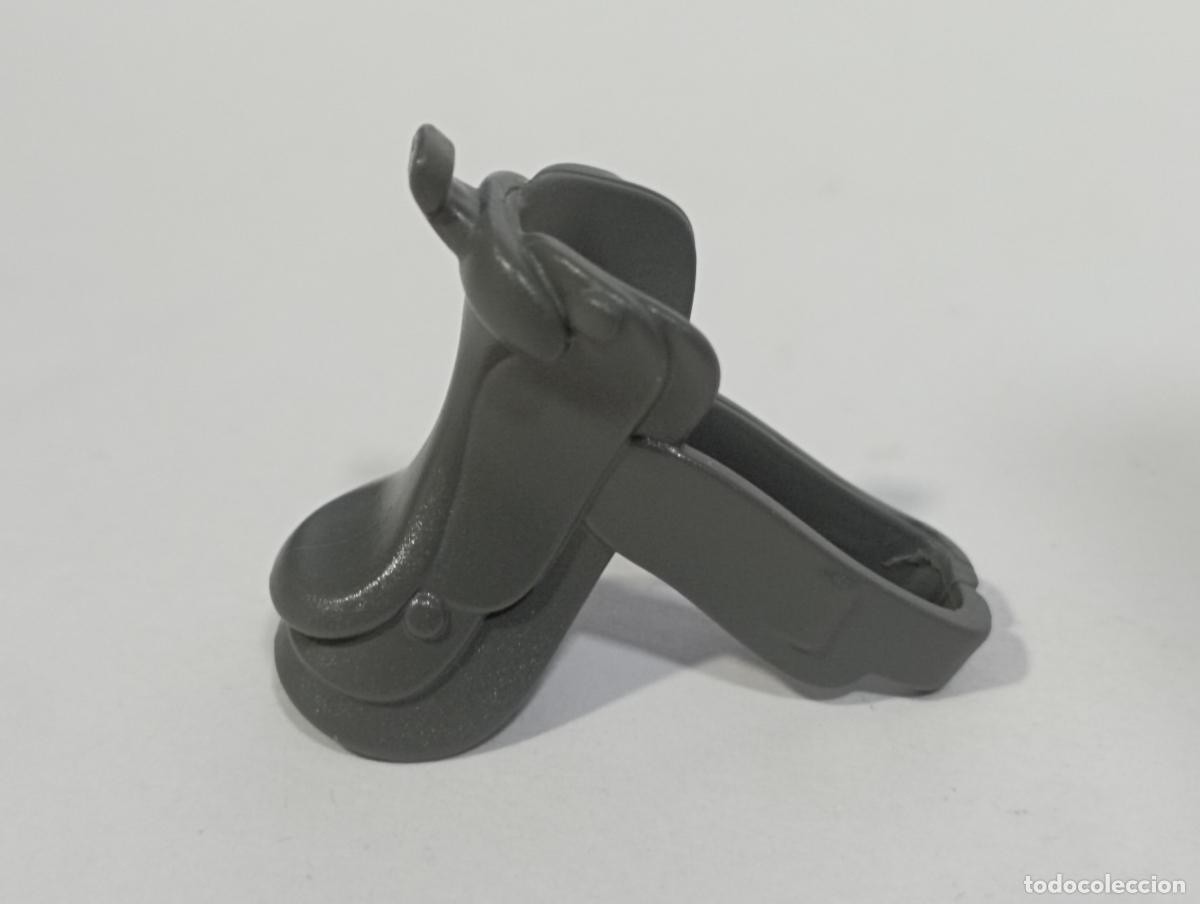 Playmobil: PLAYMOBIL SILLA DE MONTAR CABALLOS ANIMALES OESTE ---- 3&ordf; GENERACI&Oacute;N--GRIS OSCURO